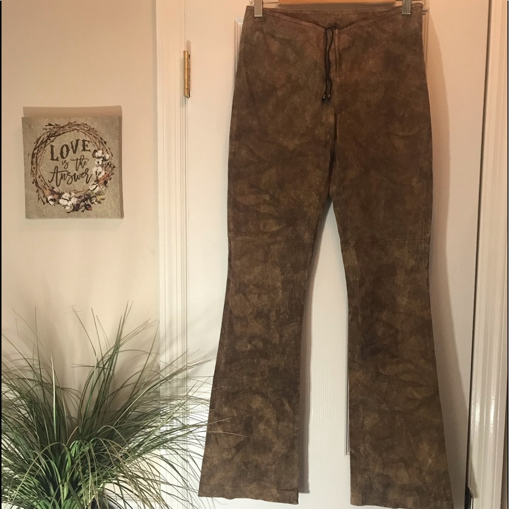 Brown Suede Leather Pants